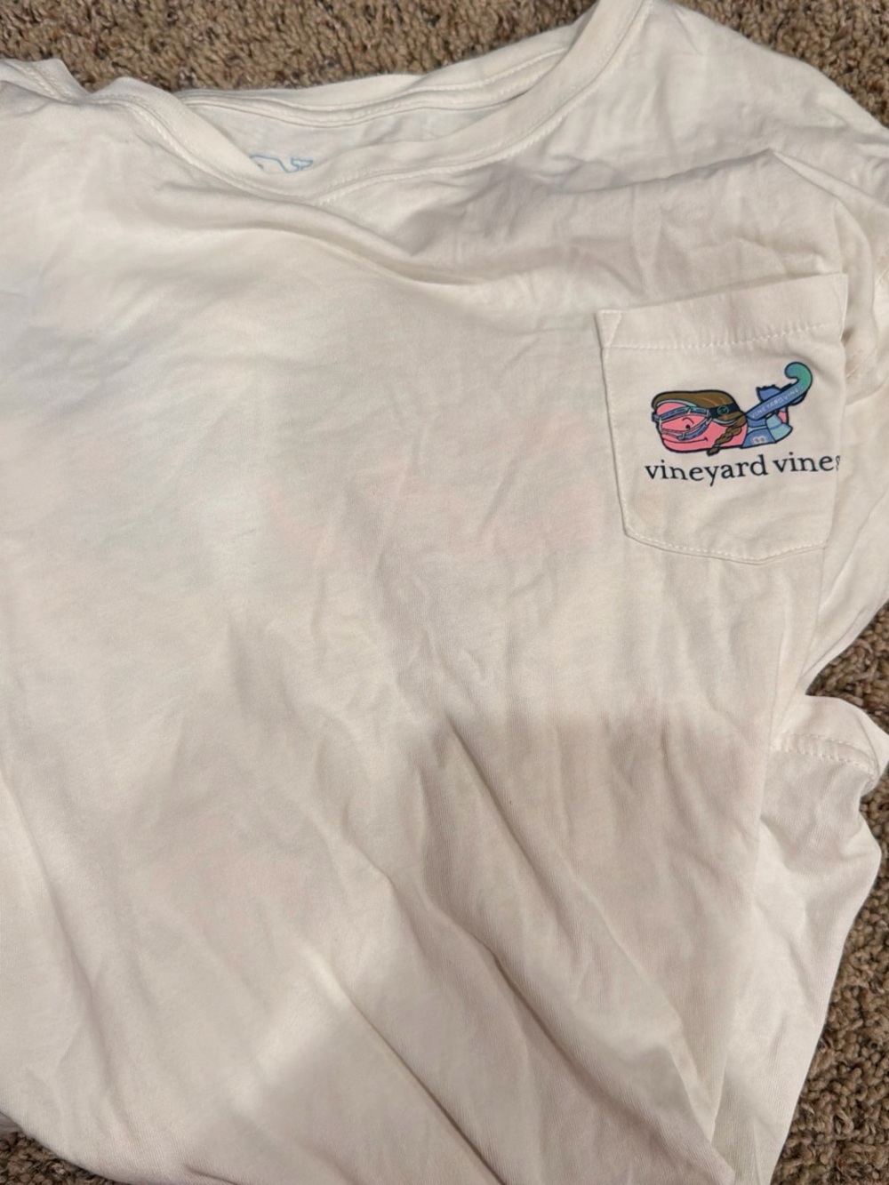 Vineyard Vines White Tee with Multicolor Whale Pocket